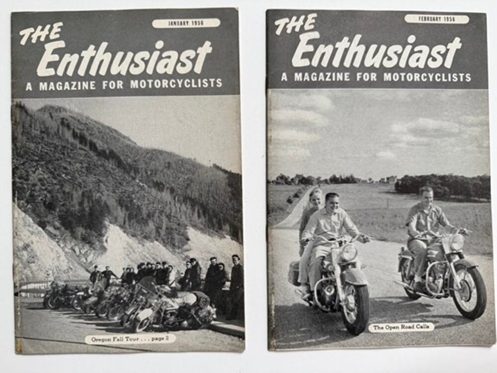 2 Rare 1956 The Enthusiast Motorcycle Magazines Jan & Feb Harley Davidson